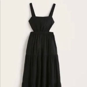 Abercrombie Linen-Blend Cutout Maxi Dress XS Black